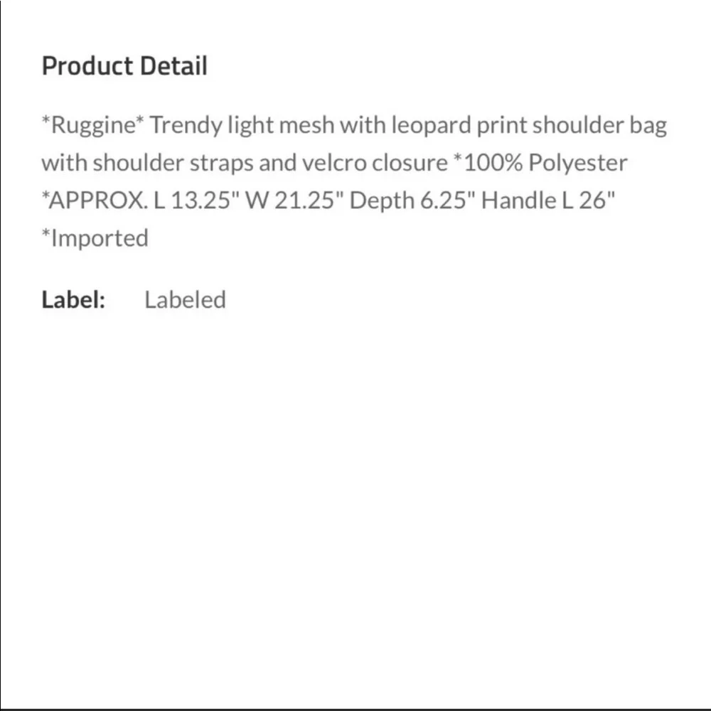 NWT LEOPARD PRINT MESH TOTE BAG - Picture 7 of 7